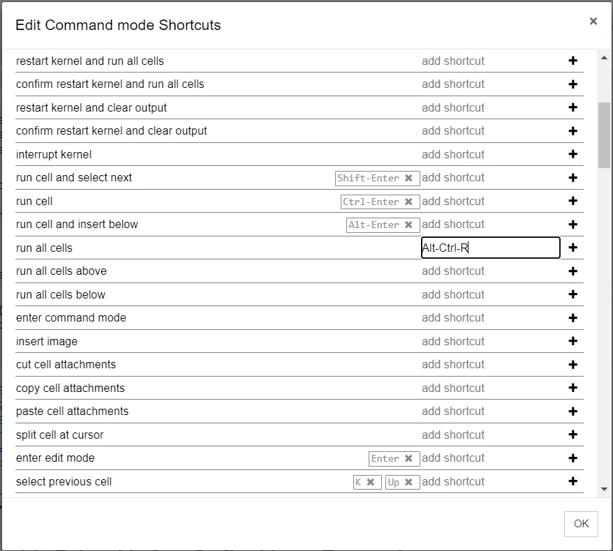 The new keyboard shortcut for running all cells